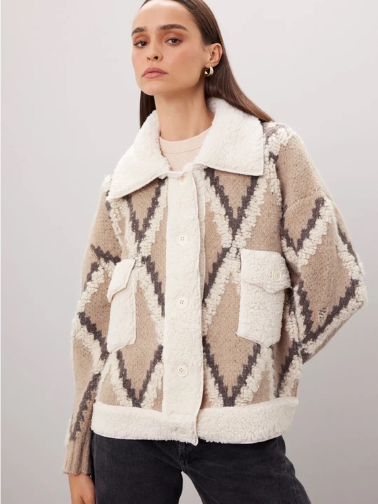 Blank NYC Jackets & Blazers - BlankNYC In The Cards Sweater Oversized Button Front Sherpa Sweater